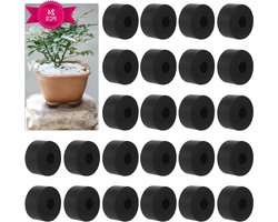 JGS Premium - Bloempot voeten riser set van 24 stuks - Ronde vorm - Plantenpot voeten - Binnen en buiten - Zwart rubberen pot risers (3x3x15cm)