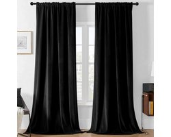 JGS Premium - Fluwelen gordijnen set van 2 - 132x245 cm - zwart - thermogordijn - koudebescherming - verduisteringsgordijnen - geluidsisolatie - fluweel - woonkamer.