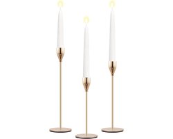 JGS Premium - Gouden kandelaars Set - Messing Metalen Taper Kandelaar Houders - Eettafel Middenstuk Vintage Decoratieve Moderne Kandelaar - Kaarsenstok Houder Stands - Bruiloft Kerstfeest Decoratie