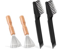 JGS Premium - Haarborstel reinigerset (4 stuks) voor het verwijderen van haren van borstels, kammen, badmatten en tapijten