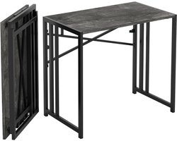 JGS Premium - Inklapbare computertafel 90 cm schrijf-/gaming - Campingbureau - Geen montage nodig - Thuiskantoortafel grijs marmer - Ruimtebesparend - Opvouwbare tafel