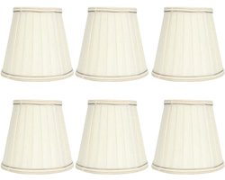 JGS Premium - Lampenkap van modern stof met kanten rand - Wandlamp en tafellamp - Eenvoudige installatie - 6 stuks - Geschikt voor E14 lamp - Afmetingen 3,5 x 5,1 x 5,5 inch.