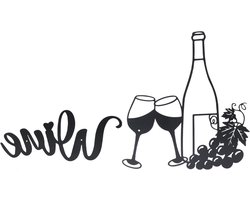 JGS Premium - Moderne wanddecoratie met wijntinten voor woonkamer en keuken - Uniek metalen kunstwerk voor muur met wijnthema - Innovatieve decoratie met holle ijzeren elementen - Stijlvolle wijnsignatuur voor bar - Trendy wijndecoratie