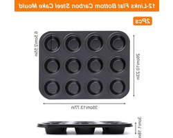 JGS Premium - Muffin Pan 2 stuks | Bakvorm voor muffins en cupcakes | Anti-aanbaklaag | Geschikt voor eimuffins, koekjes, cake pops, taarten en pudding