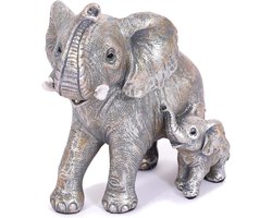 JGS Premium - Olifantenbeeldje decoratie voor vrouwen - Woonkamer en kantoor decor - Boekenkast en slaapkamer accessoire - Zilverkleurig