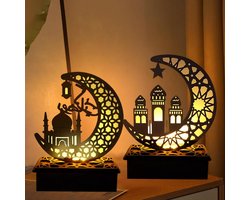 JGS Premium - Ramadan Decoratieve lantaarn - Islamitische feestdecoratie - Maansikkel en ster verlichting - Eid Festival - Party en thuisdecoratie