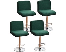 JGS Premium - Set van 4 barkrukhoezen | Afneembare kruk kussen | Stretch stoelhoes | Eetkamerstoel beschermer | Groen