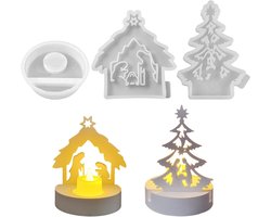 JGS Premium - Siliconen gietvormen set voor kerstdecoraties en kaarshouders