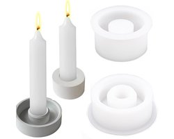 JGS Premium - Siliconen mal voor kaarsenhouder - set van 2 stuks | Gietvorm voor betonnen kaarshouder | Ronde vormen voor het gieten van staafkaarsen en theelichtjes ~ Geschikt voor circulaire creaties.