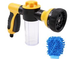 JGS Premium - Tuinslang mondverstuiver hogedruk schuim 8 patronen 35 oz/100cc zeepdispenser planten wasstraat geel