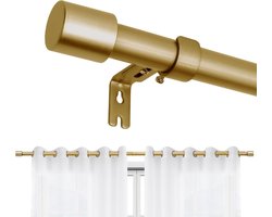 JGS Premium - Verstelbare gouden gordijnroede set 76-114 cm voor doucheruimte, slaapkamer en woonkamer, decoratief met aluminium eindkap.