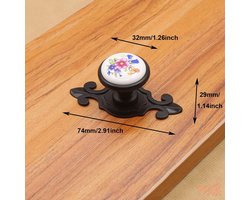 JGS Premium - Vintage Keramieken Deurknoppen 8 Stuks Messing Bloemvorm Antieke Keramieken Knop voor Kast Ladekast Kastje