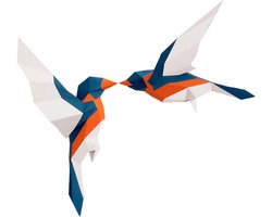 JGS Premium - Vogel Origami Papercraft Decoratie Dieren Vintage Wall Art met 3D Effect - Handgemaakt Papier - Muursculptuur voor Muurdecoratie