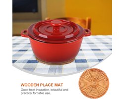 JGS Premium - Warmte-Isolatie Mat voor Chafing Schotels - Ronde Rotan - Grafietbars - Antislip - Placemats - Geïsoleerd - Onderzetters - Eettafel - 1 Stuk