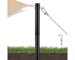 JGS Premium - Zonnezeil Mast Zwart 63 mm Dikke Diameter inclusief Bevestigingsset voor Standaard Zonnezeil - Duurzame Kwaliteit met Schaduwdoek - Tuinaccessoire met Groot Bereik
