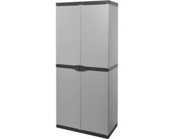 JGS ® Ruime Grijze Opslagkast met Twee Deuren voor Binnen en Buiten