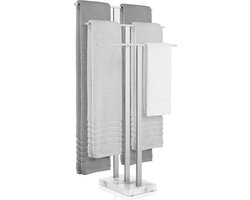 JGS® - Staande Badkamer Handdoekenrek met 3 Stangen, Marmeren en RVS Handdoekstandaard