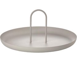 JGS® - Stijlvol Rond Dienblad met Handgreep van Zone Denmark, Mat Gelakt Metaal, 30cm in Warm Grijs -