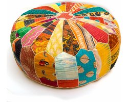 JGS® - Vintage Handgemaakte Mandala Poef, Groot Oosters Zitkussen van 100% Katoen, 60X20cm-