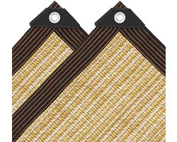 JGS ® Zonweringnet 1 x 2 m beige rechthoekig schaduwnet tuinschaduwnet met oogjes UV-bestendig voor gewasbescherming kasschuur of kennel