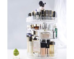 JHR GOODS Make-Up Organizer Transparant en Draaibaar - Skincare Organizer - Beauty en Parfum Organizer - 360° Roterend - Opbergbox Make up - Opbergdoos Cosmetica - Voor Badkamer en Make up Tafel