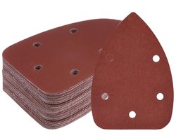 JHubers Goods - 50 stuks driehoekig schuurpapier - korrel 2000 - 9,9 x 14,9 cm - haak en ring - houten meubels polijsten - 5 gaten.