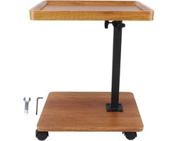 JHubers Goods - Bijzettafel van hout, verstelbaar en verrijdbaar, geschikt voor woonkamer en slaapkamer