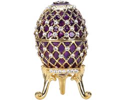 JHubers Goods - Geëmailleerd Faberge-ei, Europees Vintage Verguld Sieraden Snuisterijdoosje