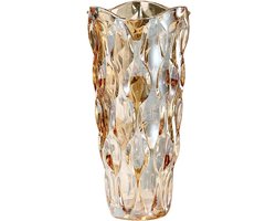 Jhubers Goods - Glazen vazen voor bloemen - kristallen vaas - woondecoratie - 9,5 inch hoge vaas - barnsteen - gepersonaliseerd geschenk - geschikt voor huwelijk - groot formaat - amberkleurig.