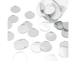 Jhubers Goods - Goods - Spiegel Tegels - Mini - Ronde - Glazen - Kunst Ambachten - Mini Cirkel Spiegel Tegels 30x1.5mm Wit Kleine Ronde Glazen voor Ambachten Projecten Reizen Framing Decoratie.