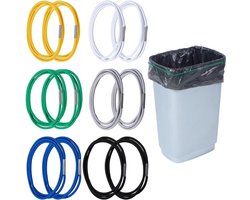Jhubers Goods - Goods - Vuilnisbak elastische bandjes - Verstelbaar - 12 stuks - 6 kleuren - Cord Lock - Blikken - Rubberen bands - Past op 13 tot 32 gallon - Outdoor keuken kantoor garage camping party - Geschikt voor diverse modellen.