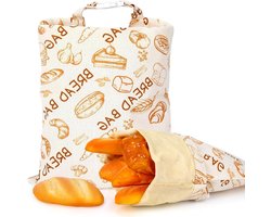 Jhubers Goods - Herbruikbare Bijenwas Broodzak - Zuurdesem Brood - Zelfgebakken Broodzak - 43x30cm - Voedselbewaarzakken - Bakbenodigdheden - Geschikt voor Herbruikbaar Broodzakken - Katoenen Broodzak- Bakbenodigdheden - Brood Vers Houden