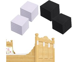 Jhubers Goods - Hoofdbord Stoppers - Meubelbescherming - Geluidsreductie - Universeel Compatibel - EVA-Schuim - Wit Zwart - Set van 24 Stuks - Zelfklevende Hoofdbordbeschermers voor Muurmontage.