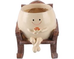 JHubers Goods - Lachend gezicht hars schommelstoel plantenbak met drainagegat voor vetplanten - Decoratieve pot voor huis en tuin