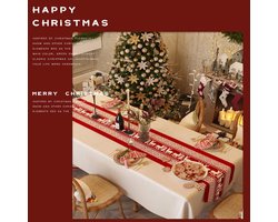 Jhubers Goods - Lange Rode Kerst Tafelloper voor Rechthoekige en Ronde Tafels - Xmas Eettafelkleed voor Kerstdecoratie met Vakantie Thema - 28*270CM