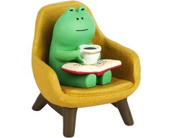 JHubers Goods - Miniatuur Kikkerbeeldje voor Thuis en Kantoor - Grappige Kikkersculptuur van Hars - Decoratieve Ornamenten voor Boekenplank en Tafel - Kleine Kikker Decoratie voor Slaapkamer en Tuin