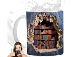 Jhubers Goods - Multifunctionele Keramische Mokken Boekenplank, 3D Ontwerp, Koffiekopjes, Creatieve Ruimte Decoratie, Esthetisch Cadeau