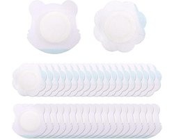 JHubers Goods - Navelbandages 60 stuks met Ricinusolie - Absorberend en lekvrij biologisch katoenen maandverband - Eenmalig gebruik - Zelfklevende pleisters met bloemen en beren.