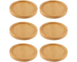 JHubers Goods - Pakket van 6 kaarshouders set - Houten plaat voor kaarsen - Bamboe kaarsenhouder - Decoratieve kaarsenstandaard - Voor bruiloften en thuisdecoratie