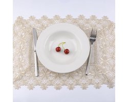 Jhubers Goods - Placemats - Kant - Lichte koffiekleur - Stof - Wasmachine - Koelkast - 35 x 50 cm - Geschikt voor thuisgebruik - Set van 2 - Praktisch en decoratief - Makkelijk schoon te maken