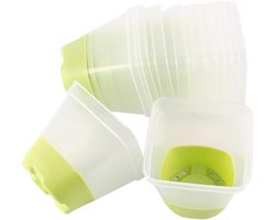 JHubers Goods - Plastic Bloempot Met Siliconen Bodem - Herbruikbare Slijtvaste Plantencontainer - 12 Stuks - Tuindecoratie Toebehoren