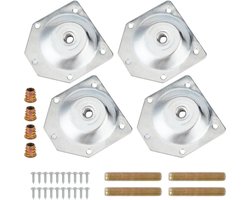 JHubers Goods - Schuine Montageplaten voor Meubelpoten, Industriële T-Plaat, Set van 4 met Ophangbouten - Voor Meubels, Bank, Stoelen