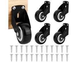 JHubers Goods - Set van 4 Poortwielen 5,1cm met Schroeven voor Houten Deuren en Meubels, Anti-Doorzak Ondersteuning