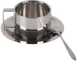 JHubers Goods - Set van cappuccino en theekopjes, dubbelwandige espressokop van roestvrij staal voor thuis of op kantoor