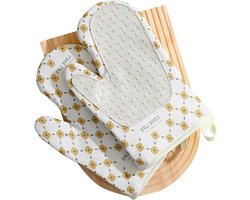 Jhubers Goods - Siliconen Dubbele Anti-slip Ovenhandschoenen voor Keuken Bakken Koken Grillen - Wit.