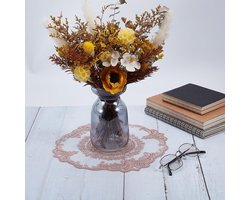 JHubers Goods - Tafeldecoratie - Gehaakte placemats en geborduurde tafelmatten in roze - Set van kanten vaasmatten voor meubeldecoratie - 28,5 x 28,5 cm