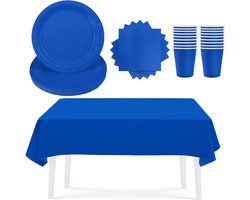 JHubers Goods - Tafelkleden - Set van 3 blauwe vuilafstotende tafelkleden voor feestjes en Kerst - 137 x 274 cm - PE-materiaal - Geschikt voor binnen, Kerstmis en tuinfeesten