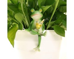 Jhubers Goods - Tuin Selectie - Kikkerbloempot Plantenbak - Decoratief Beeld - Planten Groen - Design Ornament - Geschikt voor Buiten Je Tuin - Groen Kikker Model - Bloempot voor Buiten Planten en Bloemen - Tuindecoratie met Dieren Thema.