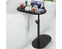 JHubers Goods - Verstelbare Bijzettafel C-vorm, 360 Graden Draaibare Houten Salontafel voor Nachtkastje, Bank, en Badkamer