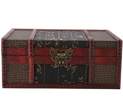 JHUBERS- Opbergdoos Klein - Vintage Houten Sieraden Organizer - Decoratieve Schatkist - Milieuvriendelijk Hout - Chinese Stijl - 23 x 16 x 9,8 cm - Sieradenbox